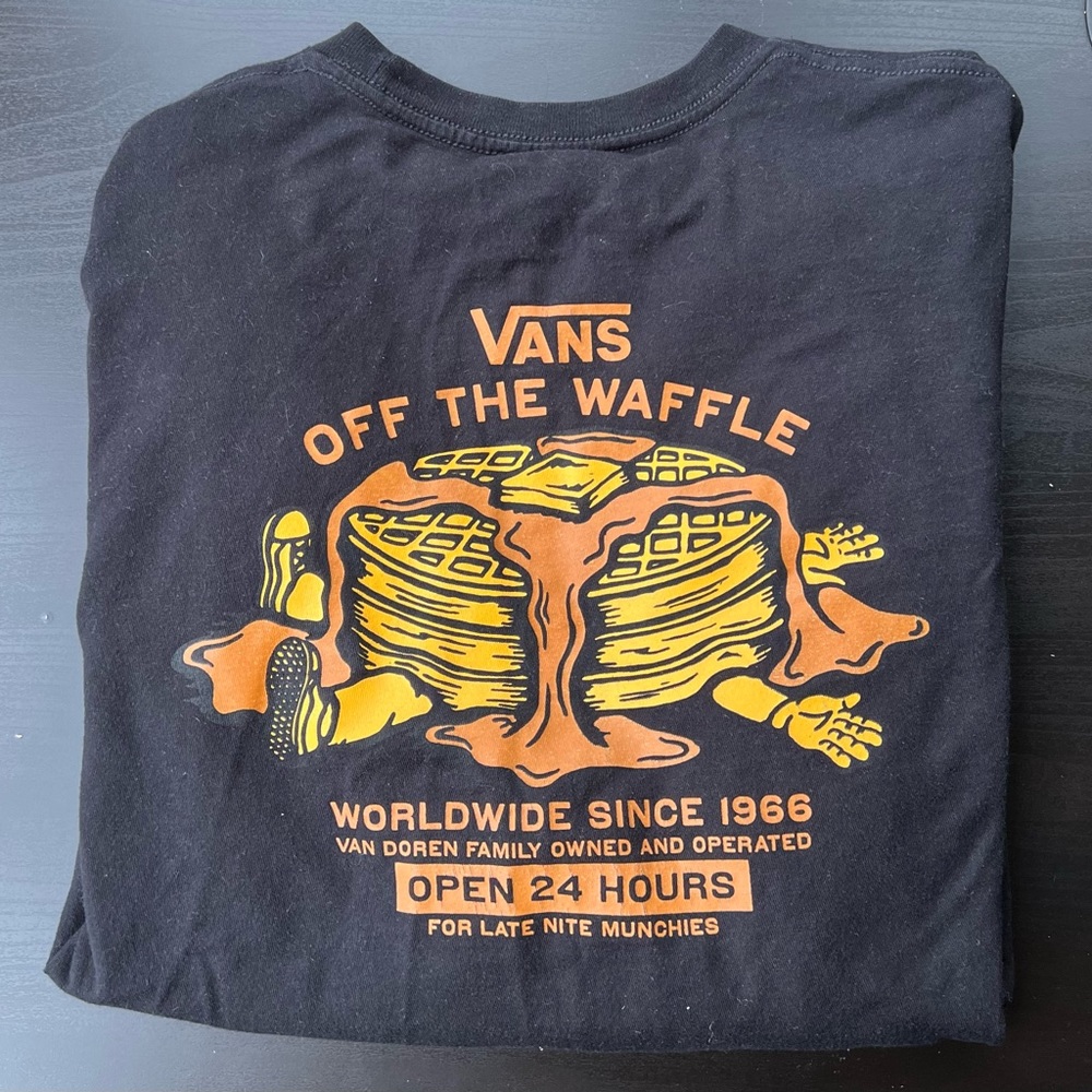 Vans waffle decal Long sleeve black shirt
